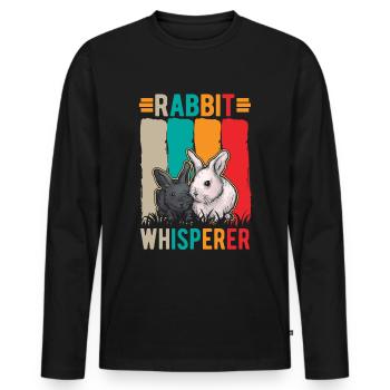 Kaninchenflüsterer Rabbit Whisperer Kaninchen - Men's Premium Organic Long Sleeve Shirt - black - Front - Nico (187cm)