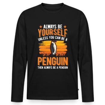 Pingouin Pinguin - T-shirt manches longues Premium bio Homme - noir - Devant - Nico (187cm)
