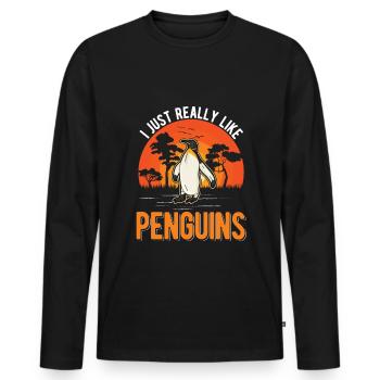 J’aime vraiment Penguins Penguin - T-shirt manches longues Premium bio Homme - noir - Devant - Nico (187cm)