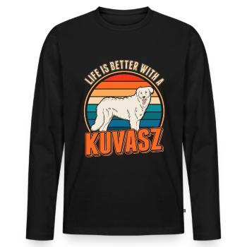 La vie est meilleure avec un chien Kuvasz - T-shirt manches longues Premium bio Homme - noir - Devant - Nico (187cm)