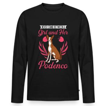 Podenco Girl Lévrier espagnol Ibizan Hound - T-shirt manches longues Premium bio Homme - noir - Devant - Nico (187cm)