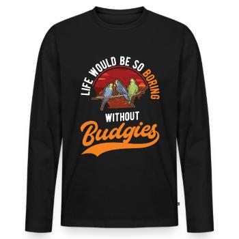 Budgerigar Cadeau Welli Perruche - T-shirt manches longues Premium bio Homme - noir - Devant - Nico (187cm)