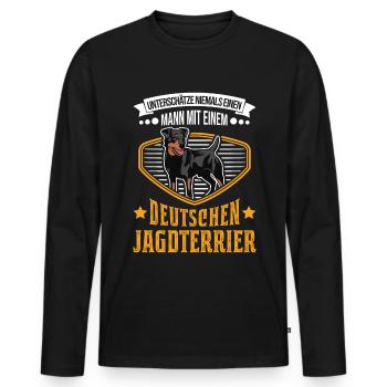 Deutscher Jagdterrier Mann - Männer Premium Bio Langarmshirt - Schwarz - Vorne - Nico (187cm)