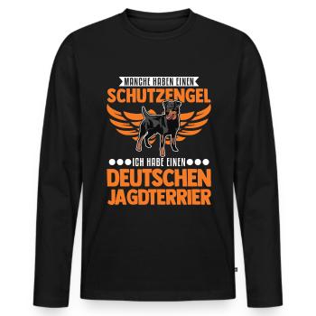 Deutscher Jagdterrier Schutzengel - Männer Premium Bio Langarmshirt - Schwarz - Vorne - Nico (187cm)