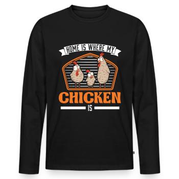 Home is where my Chicken is Chickens - Men's Premium Organic Long Sleeve Shirt - black - Front - Nico (187cm)