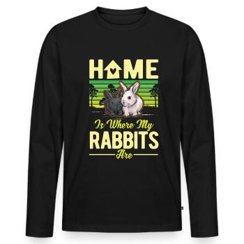 La maison est l’endroit où mes lapins sont lapins - T-shirt manches longues Premium bio Homme - noir - Devant - Nico (187cm)
