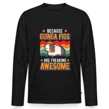 Cochon d’Inde Cadeau Cochon d’Inde - T-shirt manches longues Premium bio Homme - noir - Devant - Nico (187cm)