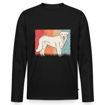 Kuvasz Retro Kuvasz Besitzer Vintage - Männer Premium Bio Langarmshirt - Schwarz - Vorne - Nico (187cm)