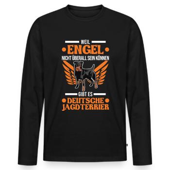 Deutscher Jagdterrier Engel - Männer Premium Bio Langarmshirt - Schwarz - Vorne - Nico (187cm)