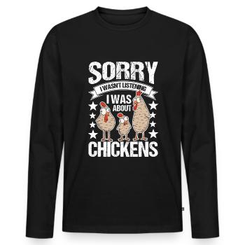 Chicken Farmer Chicken - Men's Premium Organic Long Sleeve Shirt - black - Front - Nico (187cm)