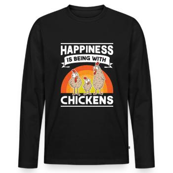 Le bonheur, c’est d’être avec Chickens Hühner - T-shirt manches longues Premium bio Homme - noir - Devant - Nico (187cm)