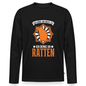 Ich höre dir nicht zu Ich denke an Ratten - Männer Premium Bio Langarmshirt - Schwarz - Vorne - Nico (187cm)