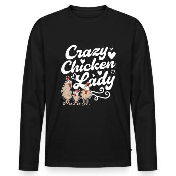 Crazy Chickens Mrs. Crazy Chicken lady - Men's Premium Organic Long Sleeve Shirt - black - Front - Nico (187cm)