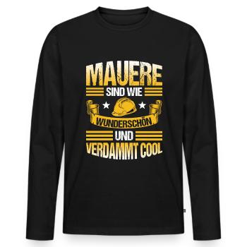 Maurer Einhorn Mauerer Maurermeister - Männer Premium Bio Langarmshirt - Schwarz - Vorne - Nico (187cm)