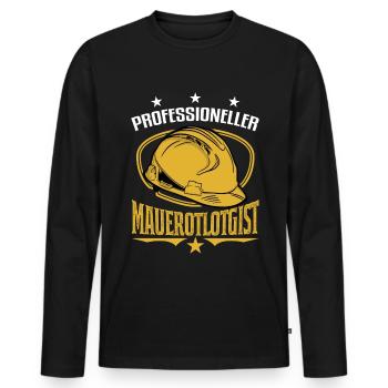 Wallologue professionnel Maître Maçon Maurer - T-shirt manches longues Premium bio Homme - noir - Devant - Nico (187cm)