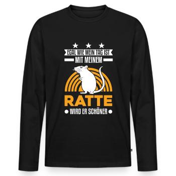 Ratten Geschenk Rattenbesitzer - Männer Premium Bio Langarmshirt - Schwarz - Vorne - Nico (187cm)