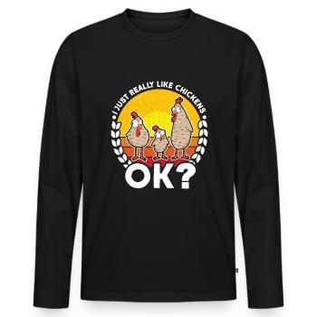 J’aime vraiment Les poulets ok Hühner - T-shirt manches longues Premium bio Homme - noir - Devant - Nico (187cm)