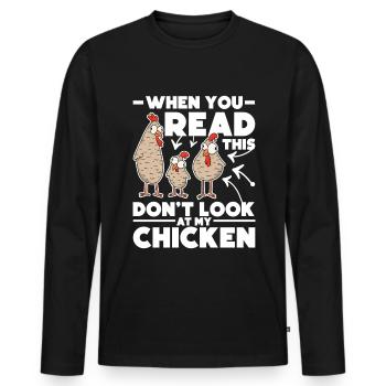 Chicken Farmer Chicken - Men's Premium Organic Long Sleeve Shirt - black - Front - Nico (187cm)