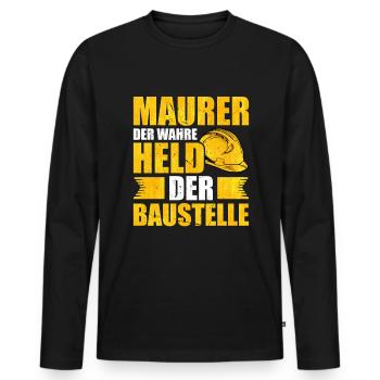 Maurer Der wahre Held der Baustelle Mauerer - Männer Premium Bio Langarmshirt - Schwarz - Vorne - Nico (187cm)