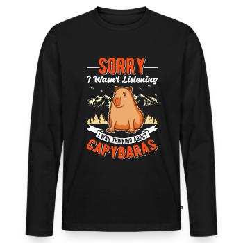 Capybara Cadeau Capybara Capibara - T-shirt manches longues Premium bio Homme - noir - Devant - Nico (187cm)