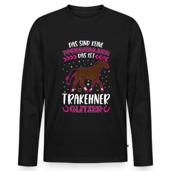 Trakehner Glitzer - Männer Premium Bio Langarmshirt - Schwarz - Vorne - Nico (187cm)