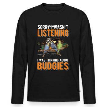 Budgerigar Cadeau Welli Perruche - T-shirt manches longues Premium bio Homme - noir - Devant - Nico (187cm)