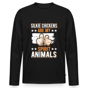 Silk Chicken Spirit Animal Silkie Chicken - Men's Premium Organic Long Sleeve Shirt - black - Front - Nico (187cm)