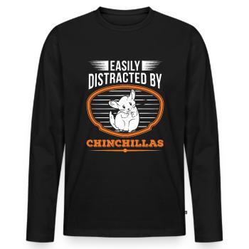 Easily distracted by Chinchillas - Männer Premium Bio Langarmshirt - Schwarz - Vorne - Nico (187cm)