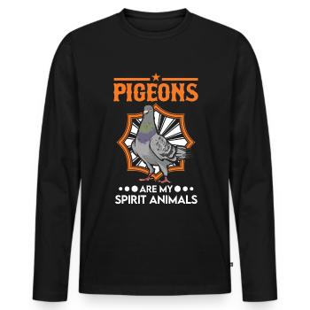 Pigeon Spirit Animal Pigeon Fancier City Pigeon - Men's Premium Organic Long Sleeve Shirt - black - Front - Nico (187cm)
