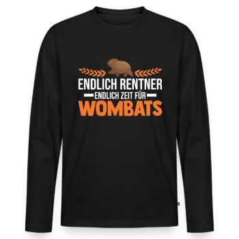 Endlich Rentner Endlich Zeit für Wombats - Männer Premium Bio Langarmshirt - Schwarz - Vorne - Nico (187cm)