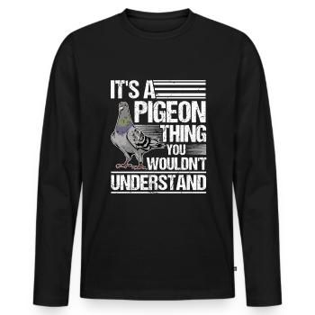 Pigeons Ding Pigeon Fancier Gift Carrier Pigeon - Men's Premium Organic Long Sleeve Shirt - black - Front - Nico (187cm)