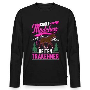 Coole Mädchen reiten Trakehner - Männer Premium Bio Langarmshirt - Schwarz - Vorne - Nico (187cm)
