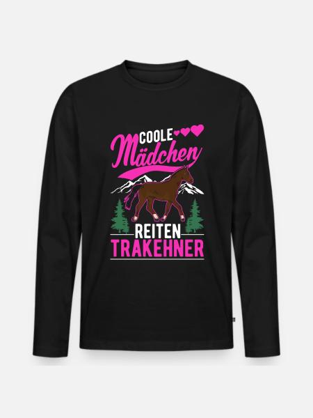Coole Mädchen reiten Trakehner - Männer Premium Bio Langarmshirt - Schwarz