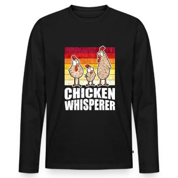 Hühner Flüsterer Chuchoteur de poulet - T-shirt manches longues Premium bio Homme - noir - Devant - Nico (187cm)