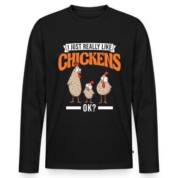 J’aime vraiment Les poulets ok Hühner - T-shirt manches longues Premium bio Homme - noir - Devant - Nico (187cm)