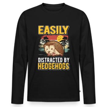 Facilement distrait par Hedgehogs Hedgehog - T-shirt manches longues Premium bio Homme - noir - Devant - Nico (187cm)
