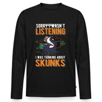 I was thinking about Skunks Stinktier - Männer Premium Bio Langarmshirt - Schwarz - Vorne - Nico (187cm)