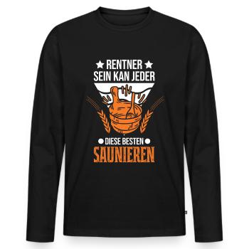 Sauna Rentner Saunieren Opa Saunagänger - Männer Premium Bio Langarmshirt - Schwarz - Vorne - Nico (187cm)