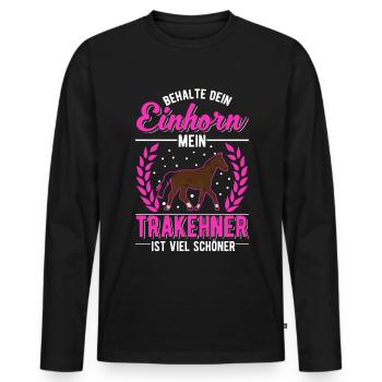 Trakehner Einhorn Trakehner Geschenk - Männer Premium Bio Langarmshirt - Schwarz - Vorne - Nico (187cm)