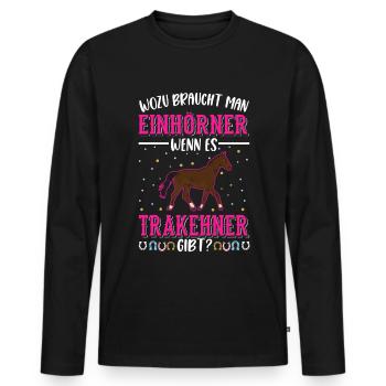 Trakehner Einhorn Trakehner Geschenk - Männer Premium Bio Langarmshirt - Schwarz - Vorne - Nico (187cm)