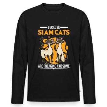 Because Siam Cats are freaking awesome Siamese cat - Men's Premium Organic Long Sleeve Shirt - black - Front - Nico (187cm)