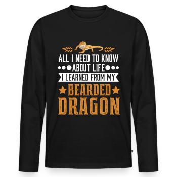 Bartagame Dragon barbu - T-shirt manches longues Premium bio Homme - noir - Devant - Nico (187cm)