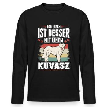 Das Leben ist besser mit einem Kuvasz - Männer Premium Bio Langarmshirt - Schwarz - Vorne - Nico (187cm)