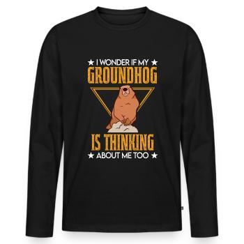 Marmot Gift Groundhog Day Marmot - Men's Premium Organic Long Sleeve Shirt - black - Front - Nico (187cm)