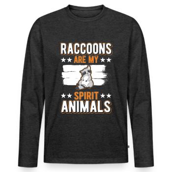 Waschbär Spirit Animal Raton laveur - T-shirt manches longues Premium bio Homme - anthracite chiné - Devant - Nico (187cm)