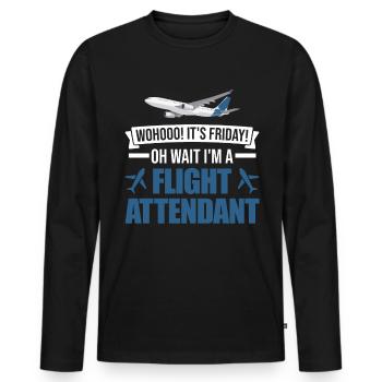 Flight Attendant Gift Stewardess Flight Attendant - Men's Premium Organic Long Sleeve Shirt - black - Front - Nico (187cm)