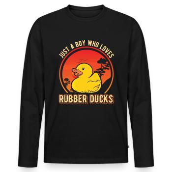 Canard en caoutchouc Jeune Canard grinçant Canard de bain - T-shirt manches longues Premium bio Homme - noir - Devant - Nico (187cm)