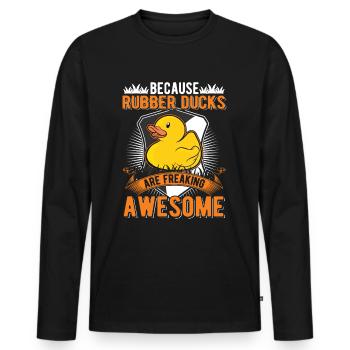 Cadeau Canard en caoutchoucQuietscheente Canard de bain - T-shirt manches longues Premium bio Homme - noir - Devant - Nico (187cm)