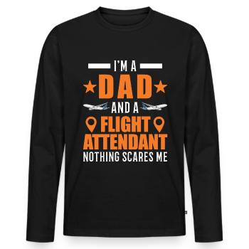 Flight Attendant Father Flight Attendant Dad - Men's Premium Organic Long Sleeve Shirt - black - Front - Nico (187cm)