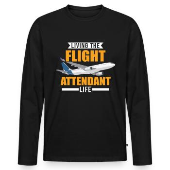 Vivre la vie d’agent de bord Flugbegleiter - T-shirt manches longues Premium bio Homme - noir - Devant - Nico (187cm)